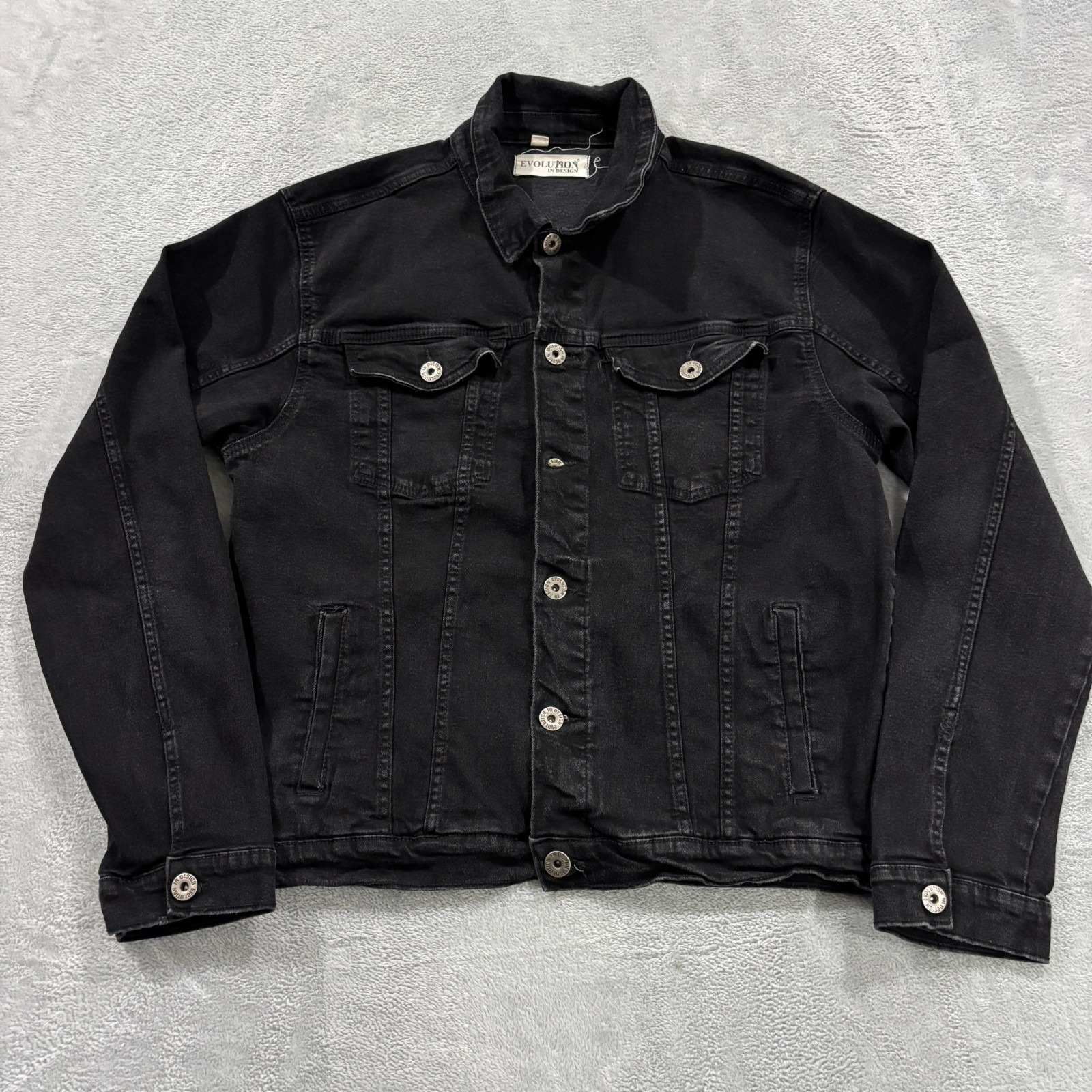 Evolution In Design Jacket Unisex Adult 2xl Denim Button Up Grunge Punk Goth